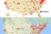 Antenne 5G e focolai di coronavirus si sovrappongono nella mappa del territorio nord americano