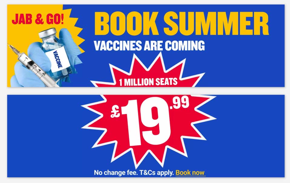 Vaccini COVID-19, la promozione di Ryanair "Jab & Go"